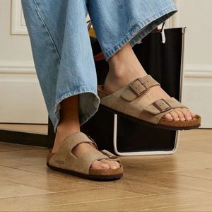 BIRKENSTOCK ARIZONA SOFT FOOTBED Suede Taupe 39 US 8-8.5 preowned